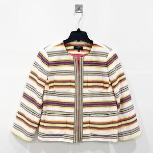 Talbots Colorful Stripe Crop Jacket 14 Petite